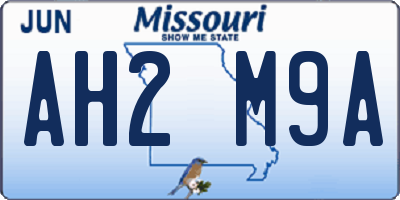 MO license plate AH2M9A