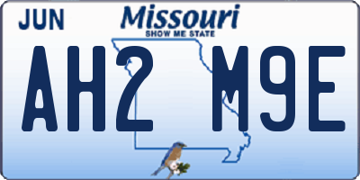 MO license plate AH2M9E