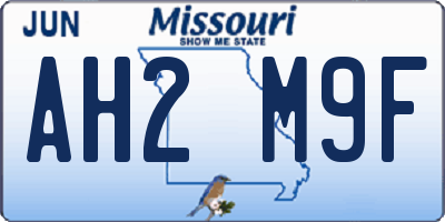 MO license plate AH2M9F