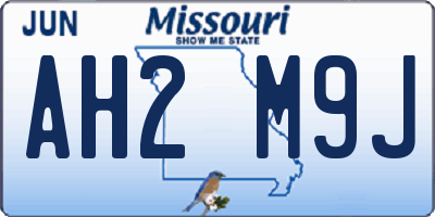 MO license plate AH2M9J