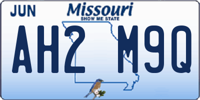 MO license plate AH2M9Q