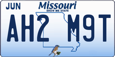 MO license plate AH2M9T