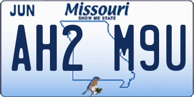 MO license plate AH2M9U