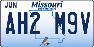 MO license plate AH2M9V