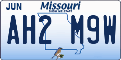 MO license plate AH2M9W