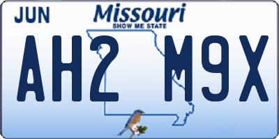 MO license plate AH2M9X