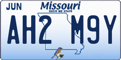 MO license plate AH2M9Y