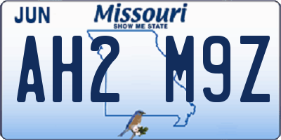 MO license plate AH2M9Z