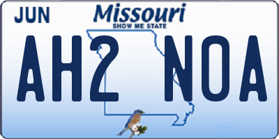 MO license plate AH2N0A