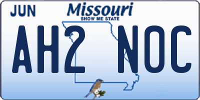 MO license plate AH2N0C