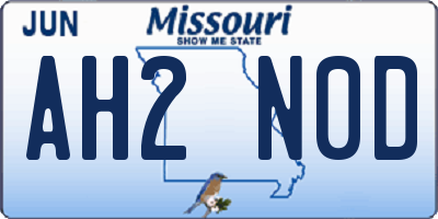 MO license plate AH2N0D