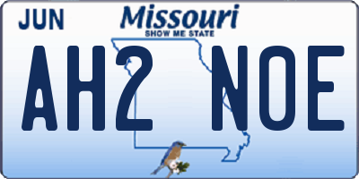 MO license plate AH2N0E