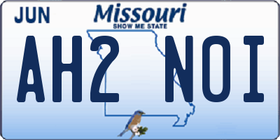 MO license plate AH2N0I