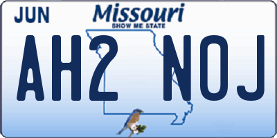 MO license plate AH2N0J