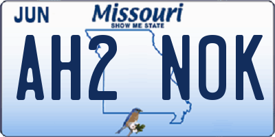MO license plate AH2N0K