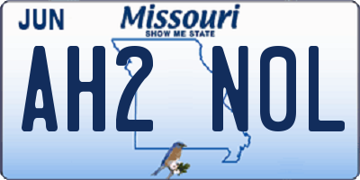 MO license plate AH2N0L