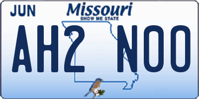 MO license plate AH2N0O