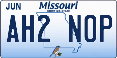 MO license plate AH2N0P