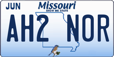 MO license plate AH2N0R