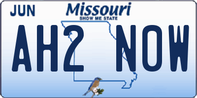 MO license plate AH2N0W