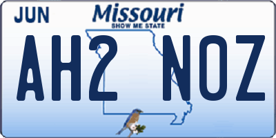 MO license plate AH2N0Z