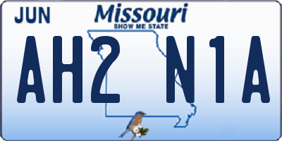 MO license plate AH2N1A