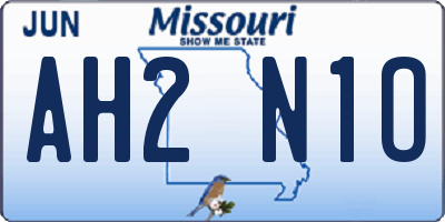 MO license plate AH2N1O
