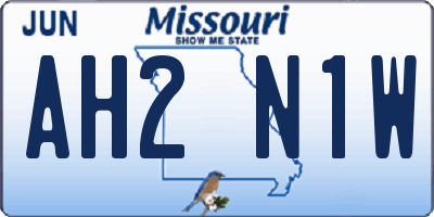 MO license plate AH2N1W