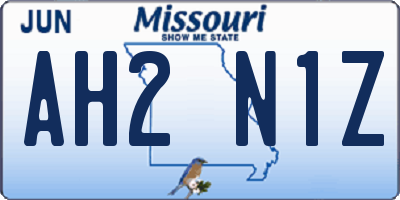 MO license plate AH2N1Z