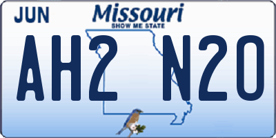 MO license plate AH2N2O