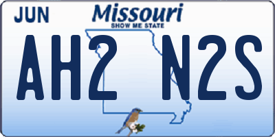 MO license plate AH2N2S