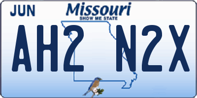 MO license plate AH2N2X