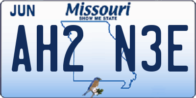 MO license plate AH2N3E