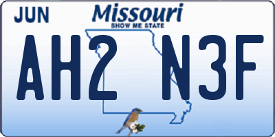 MO license plate AH2N3F