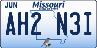 MO license plate AH2N3I