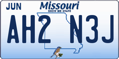 MO license plate AH2N3J