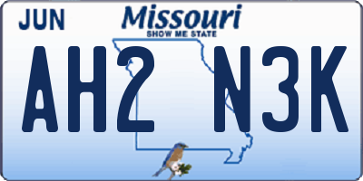 MO license plate AH2N3K