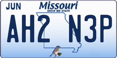 MO license plate AH2N3P