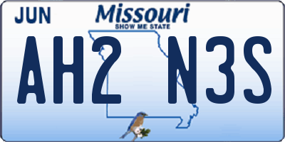 MO license plate AH2N3S