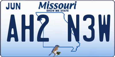 MO license plate AH2N3W