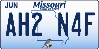 MO license plate AH2N4F