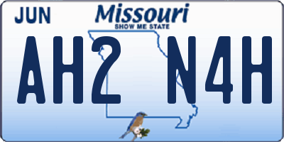 MO license plate AH2N4H