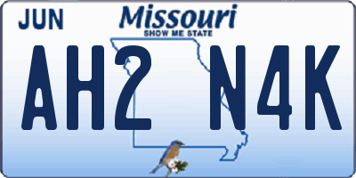 MO license plate AH2N4K