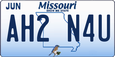 MO license plate AH2N4U