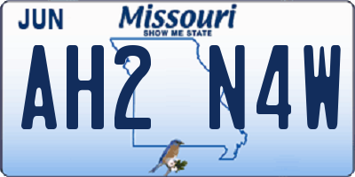 MO license plate AH2N4W