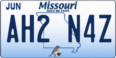 MO license plate AH2N4Z