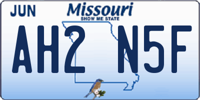 MO license plate AH2N5F