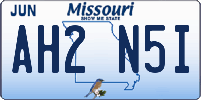 MO license plate AH2N5I