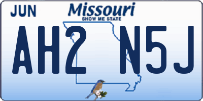 MO license plate AH2N5J