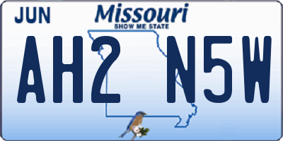 MO license plate AH2N5W